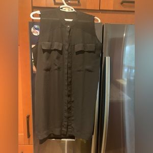 Tunic length sheer blouse